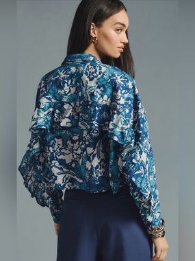 NWOT-Pilcro by Anthropologie Batik Blouse in Blue